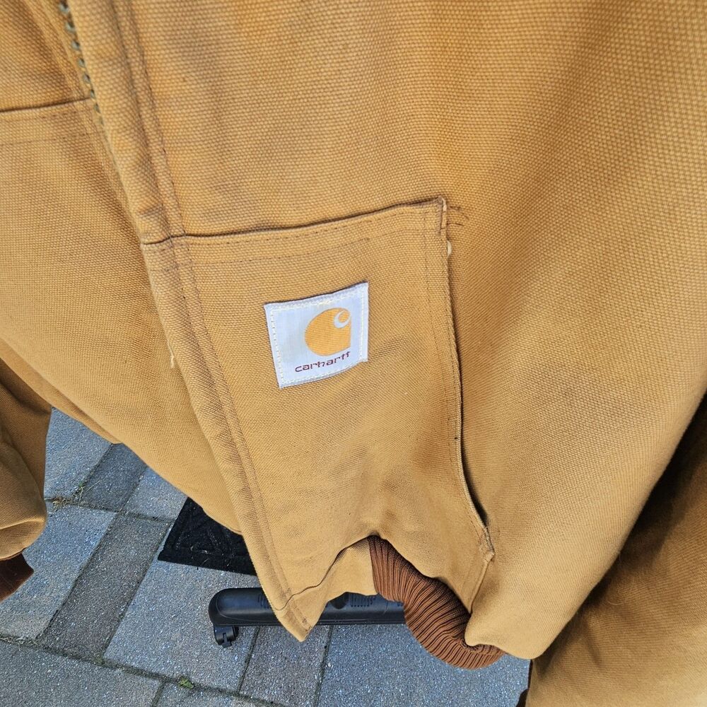Vintage Carhartt Hooded Jacket J04 BRN Men's Medium Duck. Extra Large W/ Graphic - Picture 2 of 14